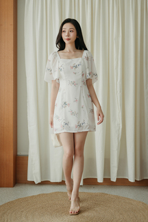 DIORE FLUTTER SLEEVES MINI DRESS (FLORAL) 