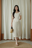 VICCI HIGH WAISTED PENCIL SKIRT (BEIGE)