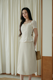 VICCI HIGH WAISTED PENCIL SKIRT (BEIGE)