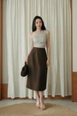 VICCI HIGH WAISTED PENCIL SKIRT (BROWN)
