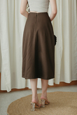 VICCI HIGH WAISTED PENCIL SKIRT (BROWN)