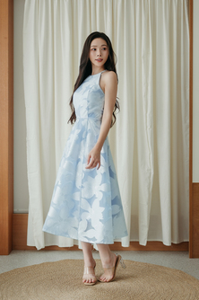 VIKY HALTER NECK MIDI DRESS (BLUE FLORAL) 