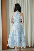 VIKY HALTER NECK MIDI DRESS (BLUE FLORAL) VIKY HALTER NECK MIDI DRESS (BLUE FLORAL)