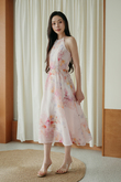 VIKY HALTER NECK MIDI DRESS (FLORAL) VIKY HALTER NECK MIDI DRESS (FLORAL)