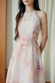 VIKY HALTER NECK MIDI DRESS (FLORAL) VIKY HALTER NECK MIDI DRESS (FLORAL)