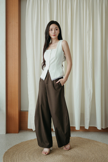  MICHAEL BARREL MID WAIST PANTS (BROWN)