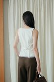 MILANA SQUARE NECK BUTTON TOP (WHITE) MILANA SQUARE NECK BUTTON TOP (WHITE)