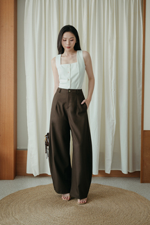  MICHAEL BARREL MID WAIST PANTS (BROWN)