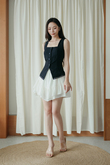 MILANA SQUARE NECK BUTTON TOP (BLACK)