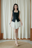MILANA SQUARE NECK BUTTON TOP (BLACK)