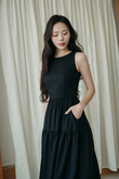 KATY ROUND NECK TIERED DRESS (BLACK) KATY ROUND NECK TIERED DRESS (BLACK)