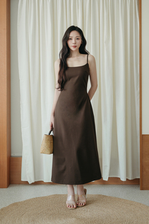 BRITNEY CAMISOLE DRESS (BROWN) 
