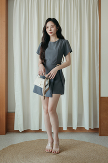CARLYN CROSSOVER PLAYSUIT (GREY) 