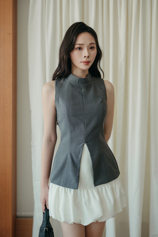 SAWYER HIGH COLLAR TOP (GREY)