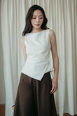 DIA ASYMMETRICAL RIBBON TOP (WHITE)