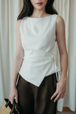 DIA ASYMMETRICAL RIBBON TOP (WHITE)