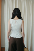DIA ASYMMETRICAL RIBBON TOP (WHITE)