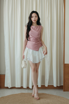 DIA ASYMMETRICAL RIBBON TOP (PINK)