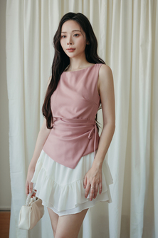 DIA ASYMMETRICAL RIBBON TOP (PINK)