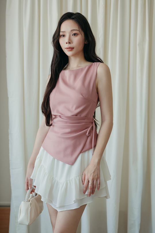 DIA ASYMMETRICAL RIBBON TOP (PINK)