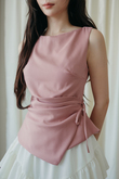 DIA ASYMMETRICAL RIBBON TOP (PINK)