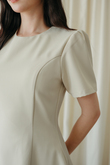ASHER ROUND NECK MINI DRESS (BEIGE) 