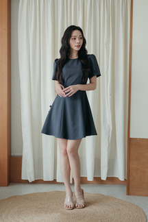 ASHER ROUND NECK MINI DRESS (GREY) 