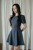 ASHER ROUND NECK MINI DRESS (GREY) 