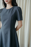 ASHER ROUND NECK MINI DRESS (GREY) 