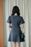 ASHER ROUND NECK MINI DRESS (GREY) 