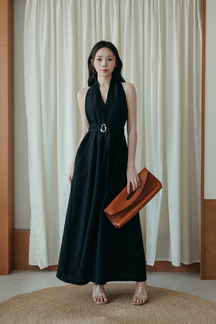 BRYNN V-NECK DRESS (BLACK) 