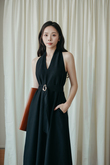BRYNN V-NECK DRESS (BLACK) 