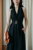 BRYNN V-NECK DRESS (BLACK) 