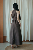BRYNN V-NECK DRESS (BROWN) 