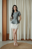 WISTER ROUND NECK PEPLUM TOP (GREY) WISTER ROUND NECK PEPLUM TOP (GREY)