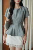 WISTER ROUND NECK PEPLUM TOP (GREY) WISTER ROUND NECK PEPLUM TOP (GREY)