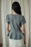 WISTER ROUND NECK PEPLUM TOP (GREY) WISTER ROUND NECK PEPLUM TOP (GREY)