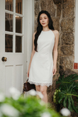 HAYZEE HALTER MINI LACE DRESS (WHITE) HAYZEE HALTER MINI LACE DRESS (WHITE)