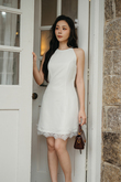 HAYZEE HALTER MINI LACE DRESS (WHITE) HAYZEE HALTER MINI LACE DRESS (WHITE)