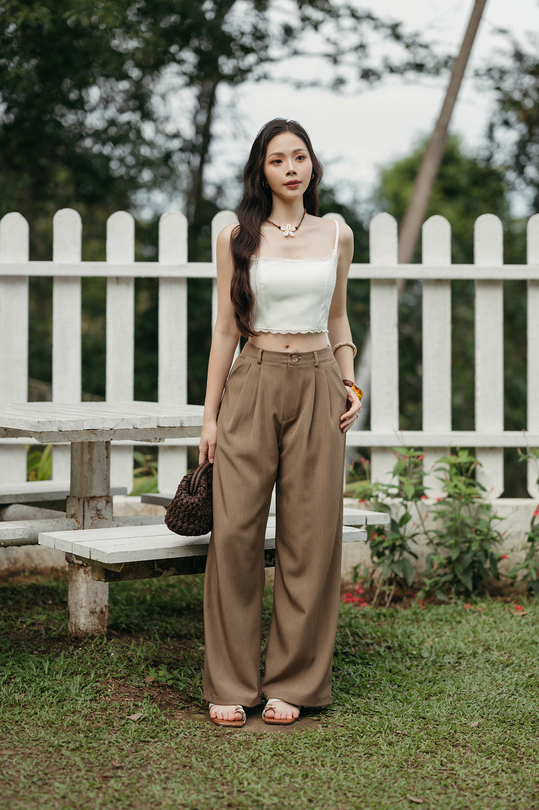 GIDEON MID WAIST PANTS (BROWN) GIDEON MID WAIST PANTS (BROWN)