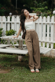 GIDEON MID WAIST PANTS (BROWN)