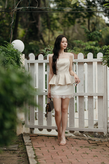 MINZY PEPLUM CAMI TOP (BEIGE)