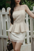 MINZY PEPLUM CAMI TOP (BEIGE) MINZY PEPLUM CAMI TOP (BEIGE)