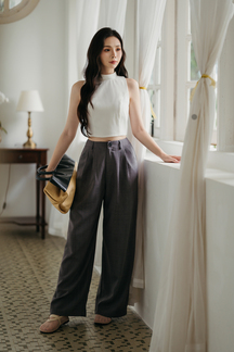 GIDEON MID WAIST PANTS (GREY)