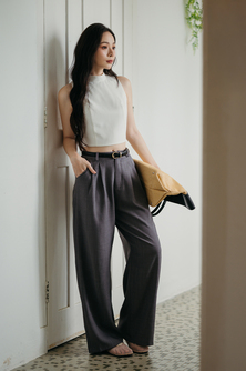 GIDEON MID WAIST PANTS (GREY)