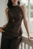 ROEZY ASYMMETRICAL TOP (DARK BROWN) ROEZY ASYMMETRICAL TOP (DARK BROWN)