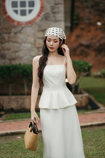 MINZY PEPLUM CAMI TOP (WHITE)