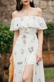 AURELIA OFF SHOULDER MAXI DRESS (WHITE FLORAL) 