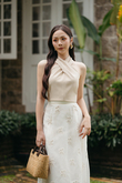 MINDY CRISS CROSS CROP TOP (BEIGE)