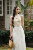MINDY CRISS CROSS CROP TOP (BEIGE)